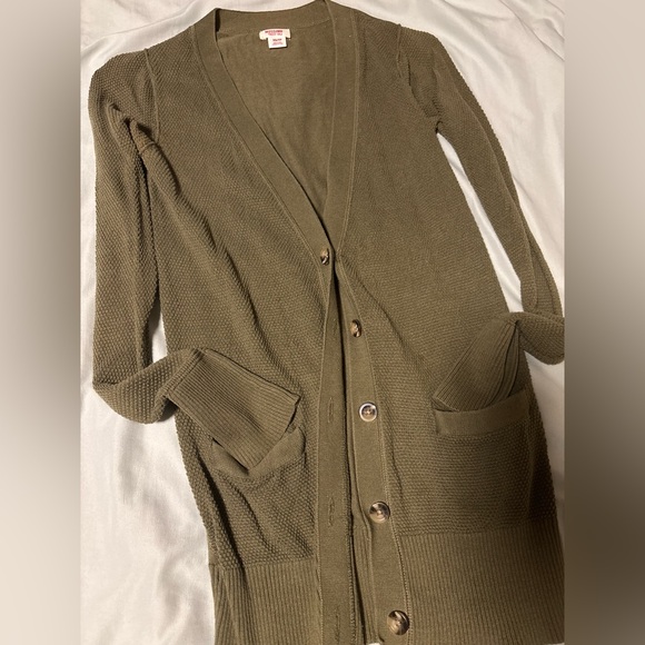Mossimo Supply Co. Sweaters - Dark Olive Button Front Cardigan